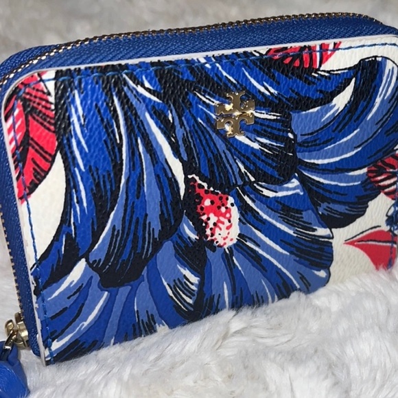 Tory Burch Vintage Floral Leather Zip Wallet / Coin Bag. Clean GUC. - Picture 2 of 13